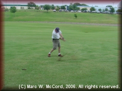 Robert Nelson showing our group how to play a fairway shot