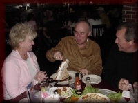 Pam Hare Bazet, Walt Stierhoff and Gary Tatom celebrate Walt's birthday