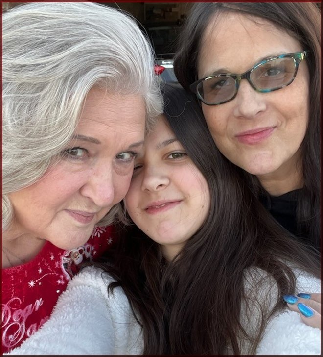 Claudia, granddaughter Jadyn and daughter (with Mike Howell) Lisa