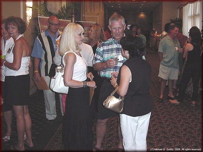 Casual conversations among old friends outside the banquet hall